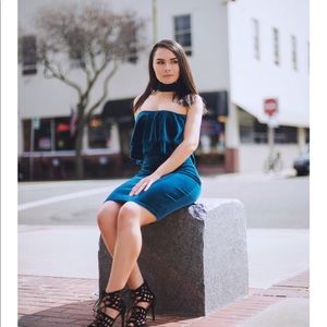 Strapless velvet dress